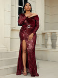 Size Sequin Ruched Tie-Back Split