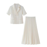 Women's New Fashion Short Sleeve Suit-Flame High-Rise Casual Dress