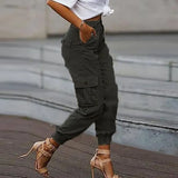 Yskkt Cargo Pants Women High Waist Spring Autumn Pocket Slim Sweatpants Fashion Streetwear Long Overalls Pant Elastics