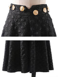 Casual Plain Skirt For Women High Waist Patchwork Gold Buttons Mid A Line Ball Gown Skirts Female 2021 Autumn
