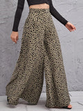 Version Of 2025 New Spring And Summer Loose High-Waisted Leopard Pattern Broad Leg