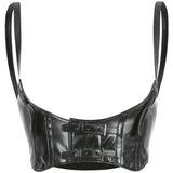 Rockmore Gothic PU Leather Buckle Corset Women Crop Top Punk Style Bustiers Cummerbunds Tank Tops Wear Out Streetwear Vest