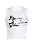 Guitar Ribbed Cropped Tank Top-Outfit