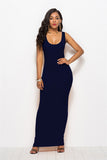 Elegant Women Sexy Dress O-Neck Sleeveless Slim Maxi Dress High Stretch Tank Robe Spring Summer Thin Long Dress