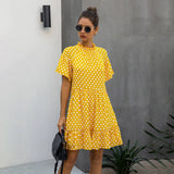 Black Dresses Casual Polka Dot Print Elegant Ruffle A Line White Clothes Dress Women New Arrival 2020 Outfits For
