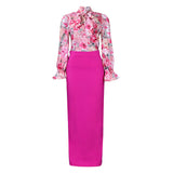 Women's 2025 New Fashion Print Strapped With Long-Sleeved Shirt Skirts