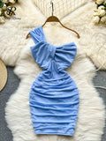 Irregular Women Mesh Summer Dress 2022 Halter Elegant Sexy Vacation Slim Temperament Ladies Mini A Line