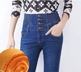 Jeans for Women Mom Jeans Plus Size Winter Warm Elastic High Waisted Skinny Jeans Woman Pencil Pants Office