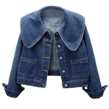 Large Collar Denim Jacket-Outfit