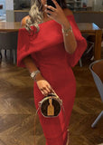 Elegant Off Shoulder Cape Skinny Long