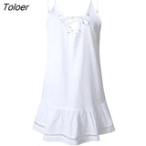 Summer Sexy Deep V-neck Dress Women Sleeveless Sling Elegant Bow Pure Dresses 2022 Beach Clothes For Women