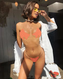 Toloer New Bikini Sexy Horny Bikini Transparent Belt Swimsuit Women's Split Swimsuit-Outfit