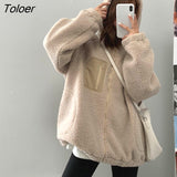 Winter Hooded Teddy Jacket Women 2023 Long Sleeve Warm Lamb Wool Jacket Woman Streetwear Zipper Up Fleece Coats