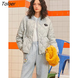 Women Down Jacket Winter Thick Baseball Collar Drawstring Hem 90% White Duck Down Warm Chic Casual Short