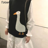 Vest Women Sleeveless Sweet Kawaii Loose Warm Students Outwear Sweaters Fashionable Chic Leisure Preppy Style