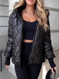 And Winter New Fashion Trend Lattice Loose Hooded Cotton