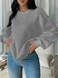 Wish Autumn And Winter Burst Round Neck Solid Color Fashion Long-Sleeved Lady's