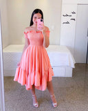 Summer Ladies Sexy Off Shoulder Flower Print Dress Elegant Short Sleeve Elastic Irregular Casual Dress Vestido De