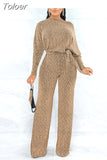 Women 2023 Spring Long Sleeve High Waist Loose Belt Wide Leg Jumpsuit Elegant Office Ne Piece Outfit Party