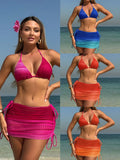 2025 New Gradient Mesh Three-Piece Beach Short Skirt Sexy
