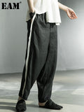 High Waist Black Line Stitch Long Linen Harem Trousers New Loose Fit Pants Women Fashion Tide Spring Summer 2023