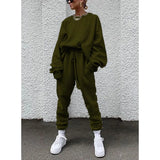 2025 Women's New Ebay Burst Pure Color Long-Sleeved Trousers Loose Casual Suit