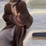 Clothes Women Faux Mink Cashmere Cardigan Loose Pull Femme Bat Sleeve Long Coat Thickness Warm Knitted Sweater
