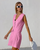 Design Cotton Suit Vest Suit Women's Summer Leisure Sleeveless Vest Shorts