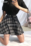 Women's suit 2023 New Summer dress High Waist Mini Black Skirts Gothic Print Pleated Women Skirts Casual Lolita Harajuku