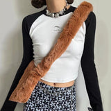 Grunge Patchwork Crop Top Vintage Ribbed Long Sleeve T-shirt Korean Fashion Sexy Slim Tee Shirt 90s Streetwear