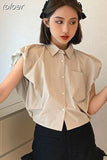 Temperament Ladies Tops Blouse for Women Sleeveless Tunic White Shirt 2023 Blusas Mujer De Moda Fashion Vintage Summer