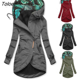 Coat Irregular Hem Cardigan Hooded Great Stitching Lady