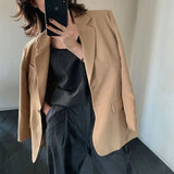 Toloer Suit Jacket Female Medium Long Style 2024 Spring Autumn New Korean Version Of Leisure Loose Slim Temperament Net Red Suit-Outfit