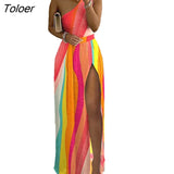New Women Summer Plant Pattern Print Rompers Lady Elegant One Shoulder Sleeveless Formal Loose Wide Leg Pants