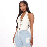 Toloer Clothes] 2023 Summer New Sexy Lace Sleeveless Vest Short Women Small Vest Women-Outfit