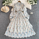 Court-Style Long Dress With Heavy Embroidered Lace Dress