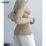 Long Sleeve Sweater Women Square Collar Long Sleeve Pull Tees Slim Office Lady 2022 Winter Autumn Clothes Top