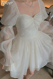 Fashion Women Casual Princess Party Dress Summer Vintage A-Line Prom Birthday Vestidos Female Solid Wedding Robe