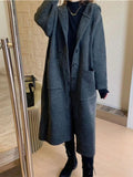 Woman Winter 2022 Single Breasted Thick Sweater Hooded Long Sleeve Tops Coat Oversized Knitted Cardigan Women