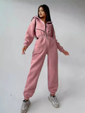 2025Ebay Hot Explosive Sports Casual Women's Hooded Jumpsuit