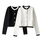 Spring Gold Row Buckle Knitted Coat 3991001-Outfit