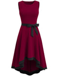 Vintage O-Neck Sleeveless Solid Bow A-line Midi