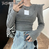 Korean Black T Shirt For Women O Neck Long Sleeve Casual Slim T Shirts Female Fashion New Clothing 2021