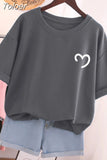 100 Cotton L-5XL Plus Size T Shirt Love Print Tshirt Short Sleeve Women's Tops Summer Kawaii Couple O Neck T