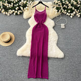 Grid Sling Dress Women's Summer New Folding Coat Wearing Long Body Dressing Vest Burqa