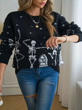 Women's TUME Exploding Halloween Jaccupy Black Skull Knitted Knitted