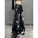 Cowboy Broad-Legged Trousers In Autumn Personality Painted New High-Waisted Loose Thin Temperament Casual