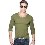 2020 Lycra Slim Fit Men'S T-Shirt 4XL Long Sleeved T Shirt Men Pure Color Casual Muscle Mens Long Sleeve Tees For