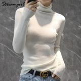 Women Winter Sweater 2020 Casual Solid Elsticity Pullover Knitted Woman Sweaters Black Turtleneck Sweater