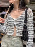Tops Cropped Cardigan Coat Women's Clothing V-neck Long Sleeve Tunic Sueter Pull Femme Fashion Knitted Thin Korean